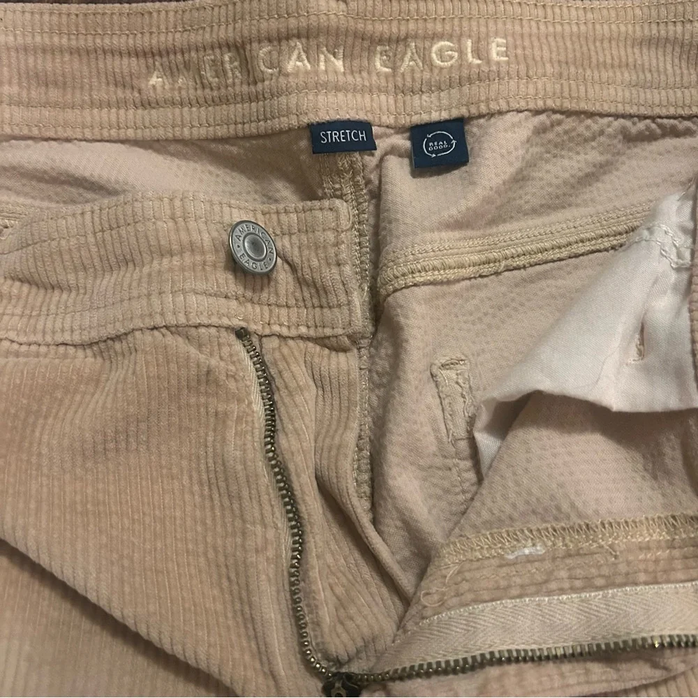 American Eagle Outfitters Super High Rise Wide Leg Tan Corduroy Cargo Pants 10L - Picture 5 of 13